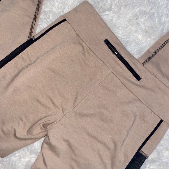 LIKE NEW MANIERE DE VOIR Co-ord Set Mesh beige black Leggings & Cropped Hoodie - Picture 10 of 11